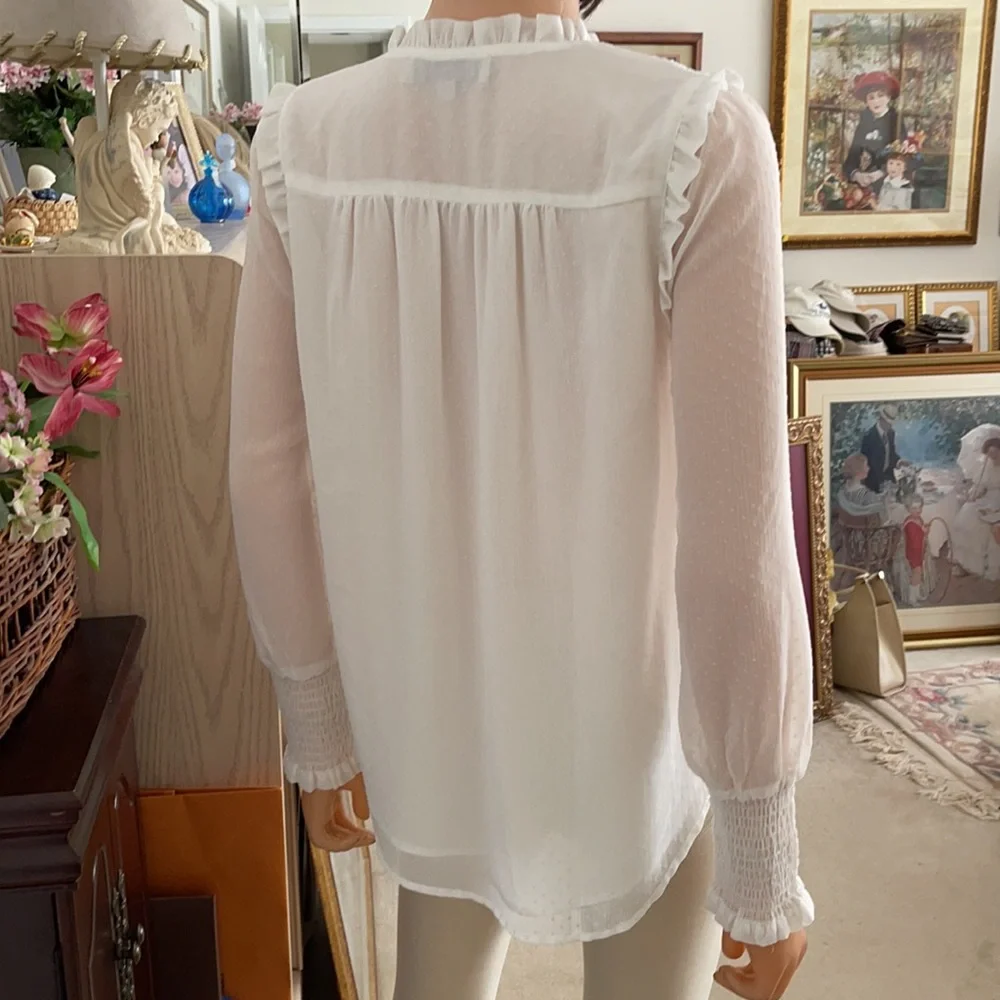 NWOT Loft White Textured Blouse - Picture 7 of 9